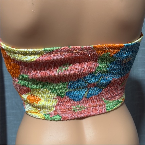 Zara Multicolor Floral Crop Top with Cream Collar - Picture 4 of 5